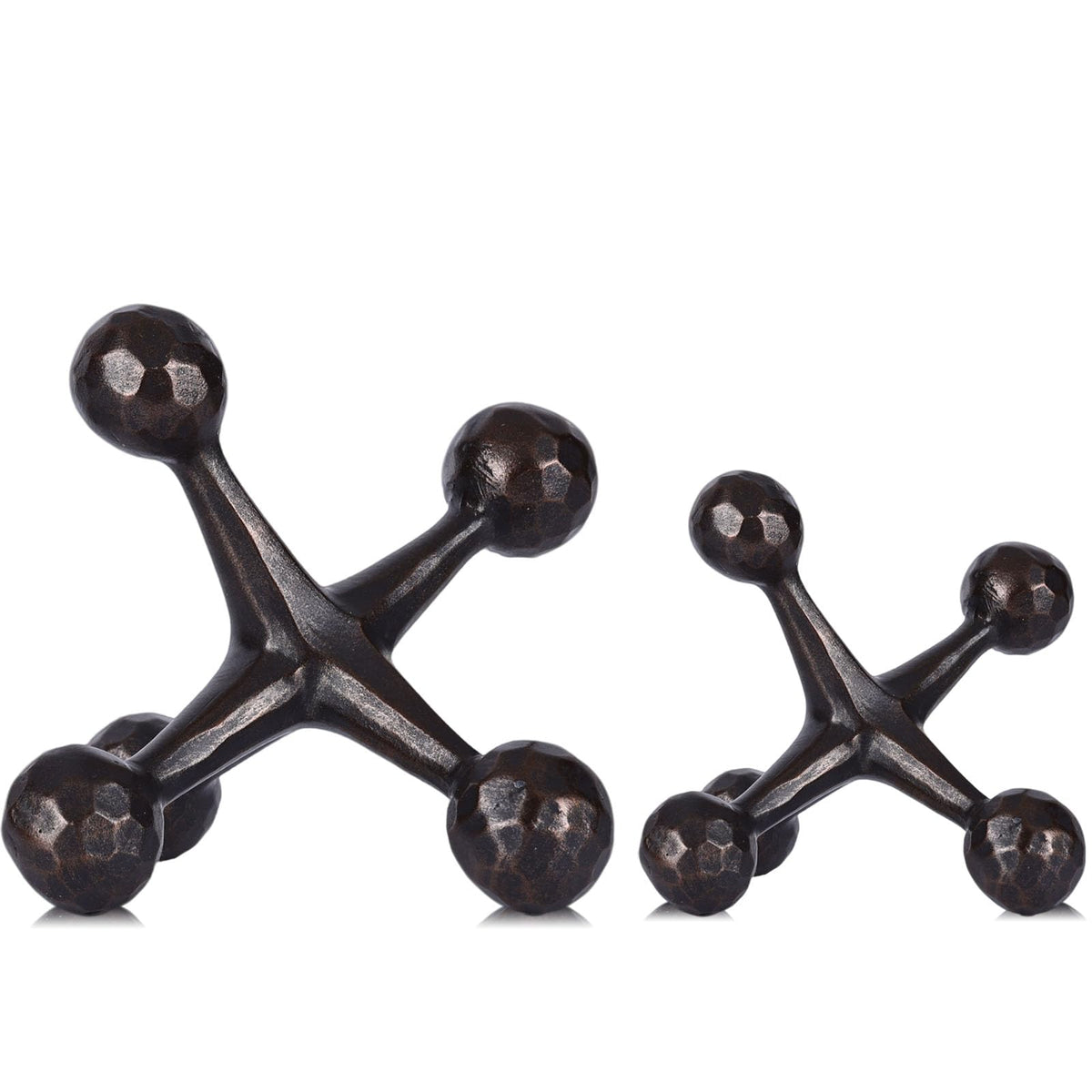 2-Piece Mid-Century Modern Jacks Decor Set - Lightweight Resin Decorative Knot Alternative for Coffee Table,Bookshelf & Office Desk - Abstract Geometric Sculpture Objects,Bronze Finish (Bronze)
