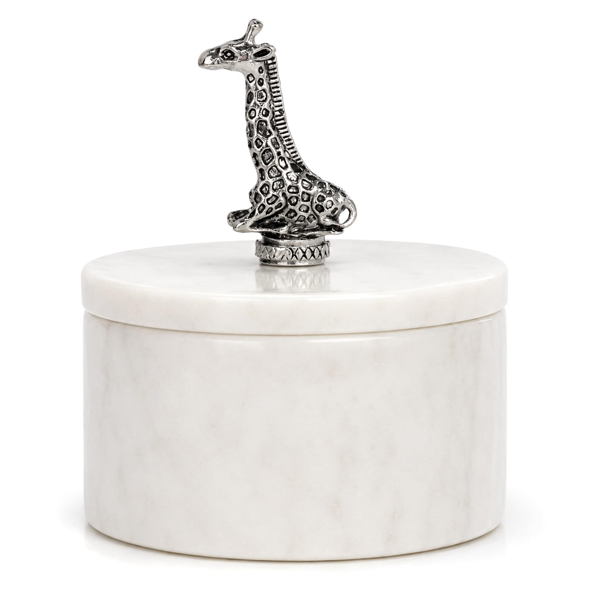 Homestia Natural Marble Spice Cellar with Giraffe Lid, White Stone Salt Box for Pink Himalayan Salt, Sea Salt, Pepper, Herbs and Spices, Elegant Kitchen Countertop Seasoning Container