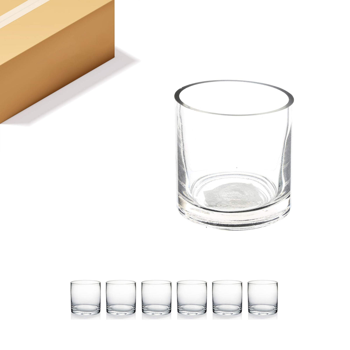 WGV Tea Light Votive Candle Holder 3x3, Clear Tiny Cylinder Glass Vase, Small Planter Terrarium for Home Accent Decor, 6 Pieces