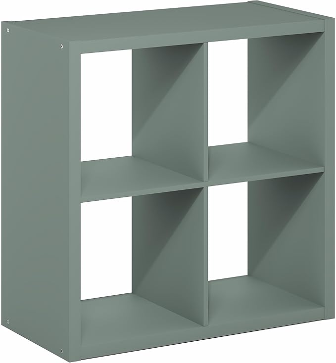 Furinno Cubicle Book Shelf, 4-Cube Bookshelf, Extra Thick Frame Reversible