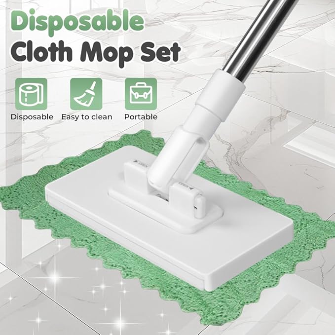 Disposable Dust Mop with 4 Reusable Cloths, 2026 New 39in Long Handle