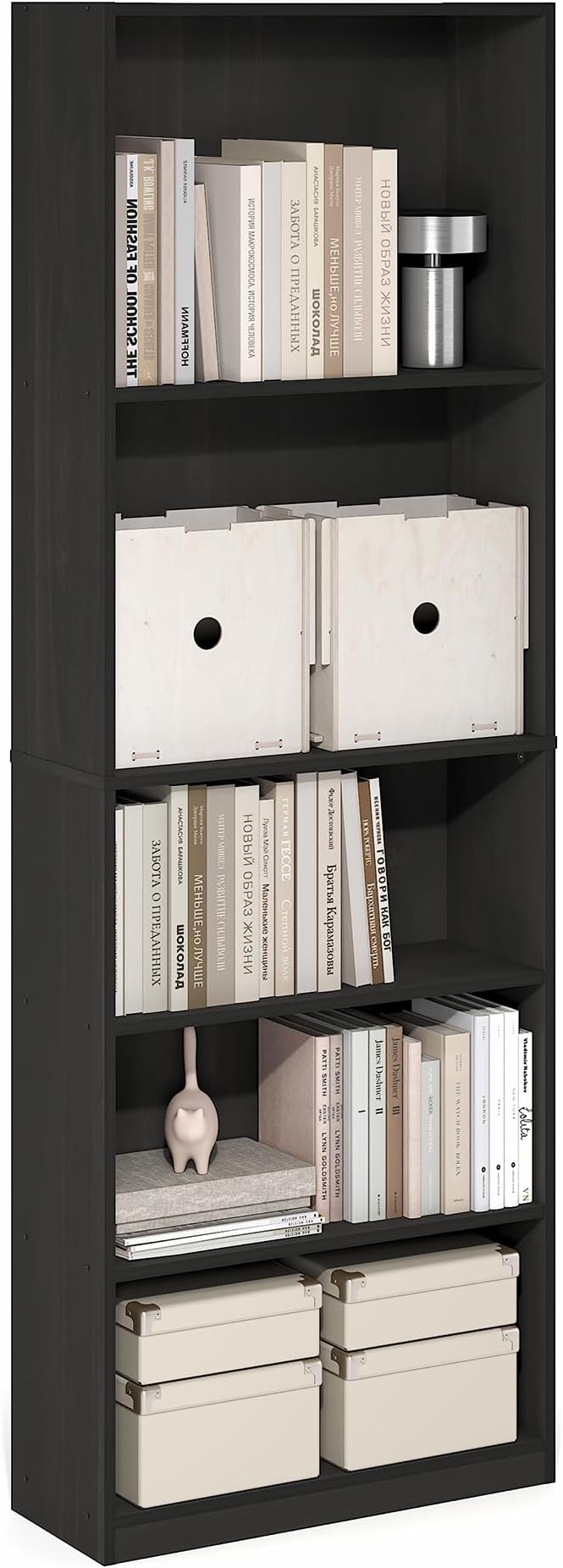 Furinno Jaya Book Shelf, 5-Tier Tall Book Shelf, Bookcase