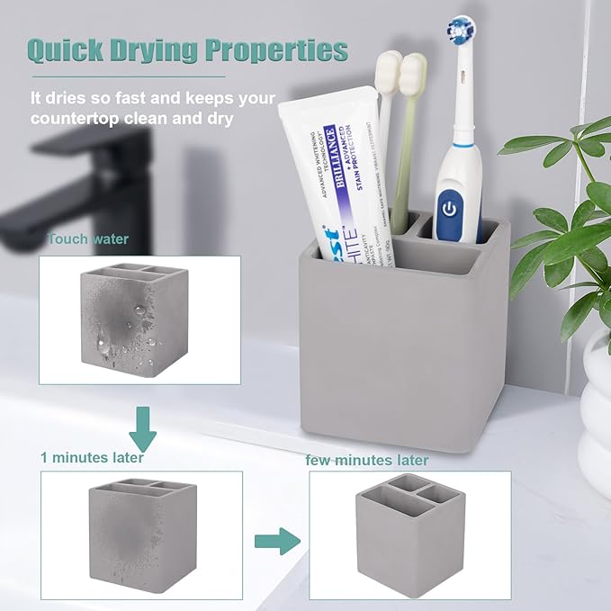 Diatomite Toothbrush Holders for Bathrooms, Electric Toothbrush and Toothpaste