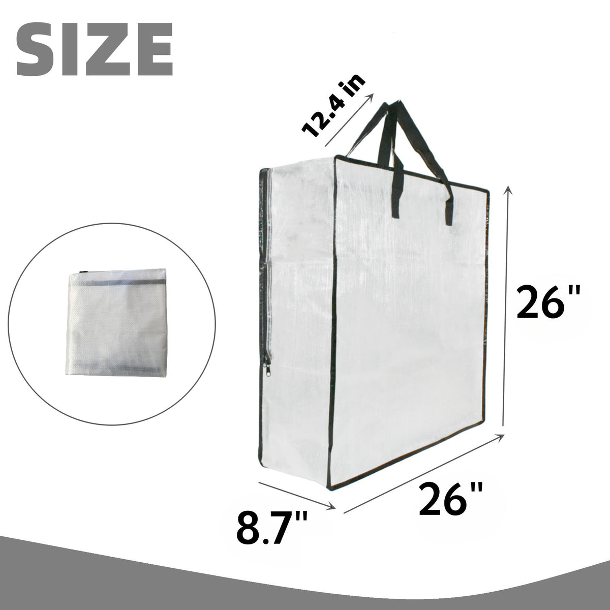 5 Pack Moving Bags, Wreath Storage Bag, Garland Container, Clear Storage Bags with Handles and Zippers Moving Bag for College Carrying, Bedding, Toys Organizer, Under the Bed Storage