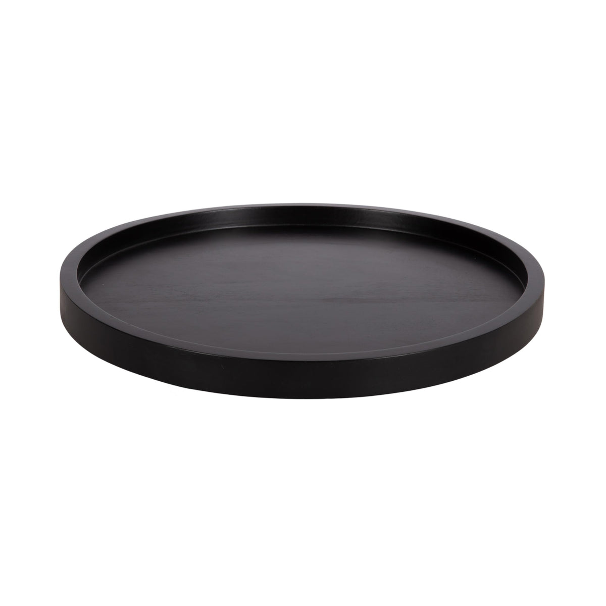Kate and Laurel Halsey Round Lazy Susan Tray Organizer; 18 Inch Diameter; Black; Transitional Round Countertop Organizer with Turning Lazy Susan for Kitchen Storage