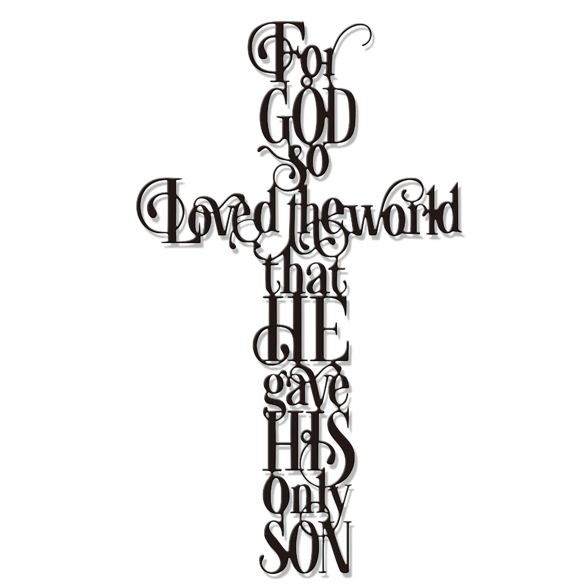 Rajukit Jesus Wall Art, Cross Wall Decor with For God So Loves the World Quote, Religious Cross Decor for Home, Office, Cafe, Elegant Metal Wall Sculpture Gift