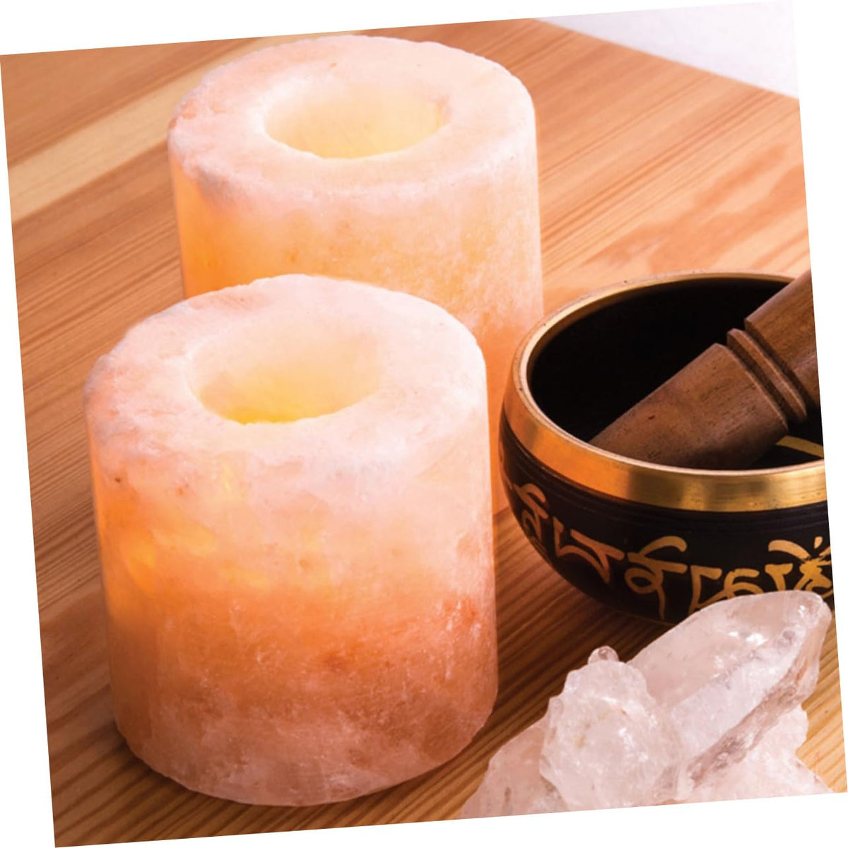 JECOMPRIS Himalayan Salt Candle Holder Elegant Table Centerpiece for for Home Decoration and Cozy Ambiance