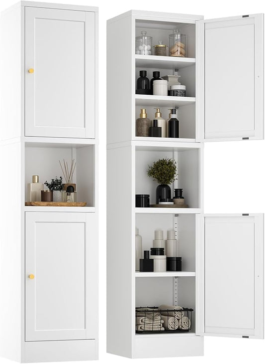 YAUWOH 2-Door Metal Storage Cabinet, Tall Slim Pantry Organizer