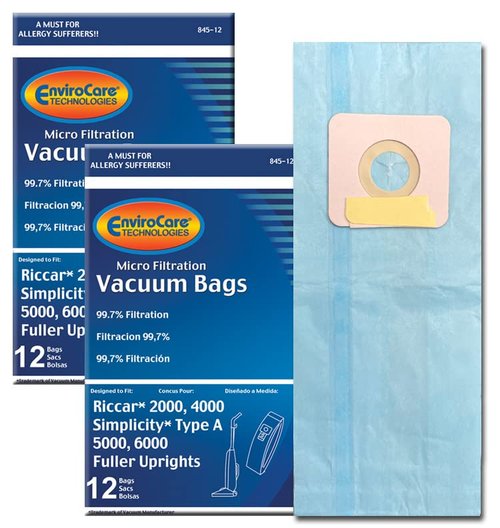 EnviroCare Replacement Micro Filtration Vacuum Cleaner Dust Bags for Riccar 2000, 4000 and Vibrance Series. Simplicity 5000, 6000 and Symmetry Type A 24 Bags