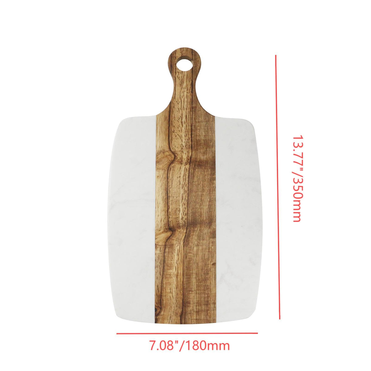 Nicerity Cutting Board with Marble and Natural Wood White Marble and Wood Charcuterie Board Cheese Board With Handle Serving （Type-3）