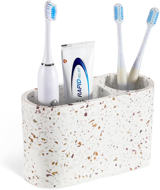 Luxspire Toothbrush Holder, 2 Slots Toothbrush and Toothpaste Holdersfor