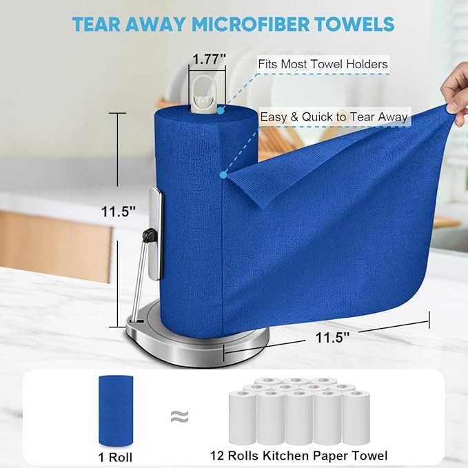 AIDEA Microfiber Cleaning Cloth Roll, Reusable Paper Towels Tear Away Cloth