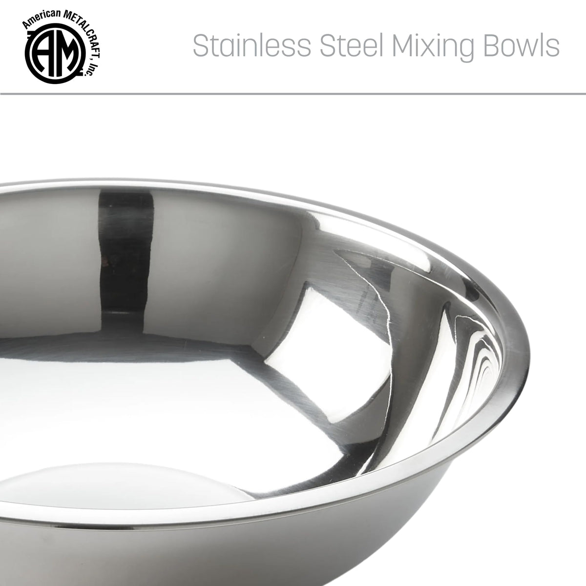 American Metalcraft 16" Stainless Steel Mixing Bowl - 13-Quart Durable Metal Bowls for Mixing, Large Stainless Steel Bowl
