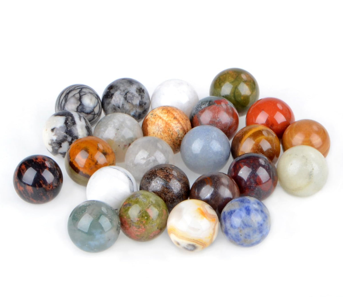 LPbeads 16mm 20pcs Natural Gemstone Polished Sphere Healing Crystal Rocks Ball Mineral Collection Decoration Kit