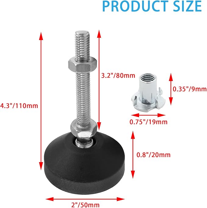 Luomorgo 4 Pcs M8 Leveling Feet
