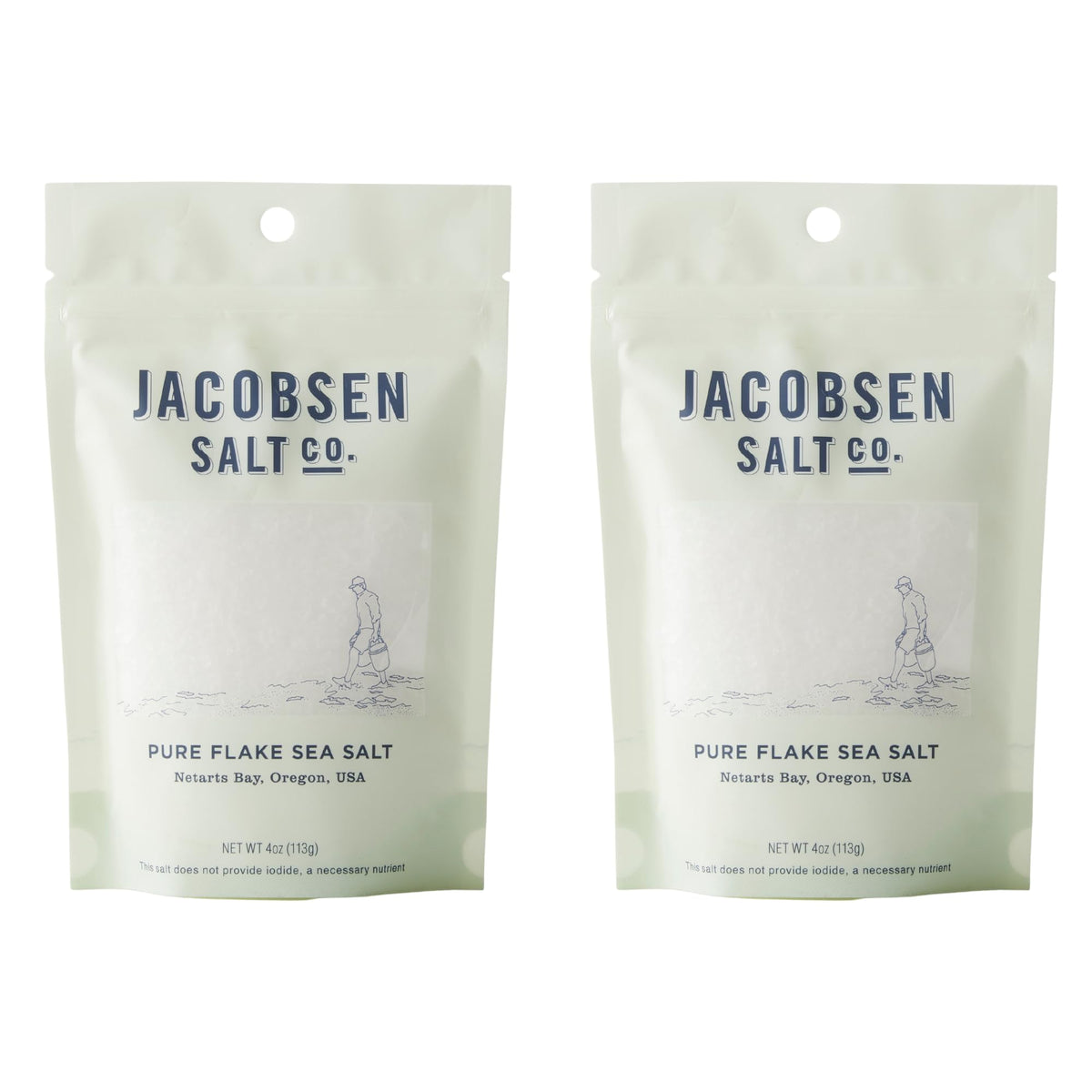 Jacobsen Salt Co. Pure Flake Sea Salt – Kosher Salt, Coarse, Non-Iodized Made in USA, Non-GMO, Steak Seasoning, Gourmet, Real Salt Flakes – 4oz (2-Pack)