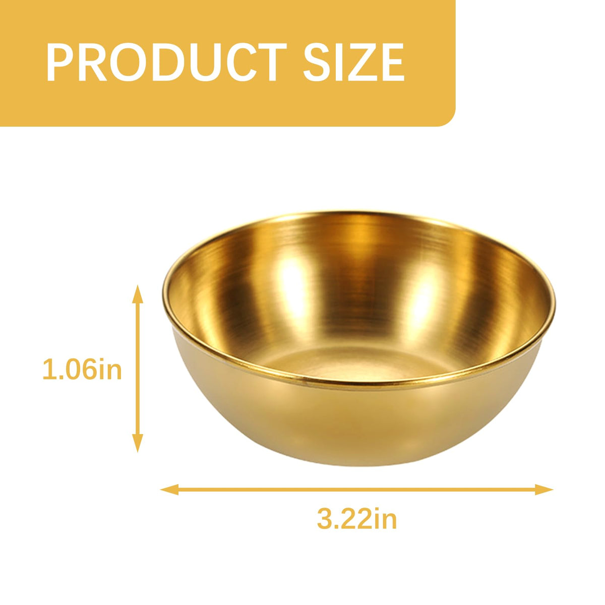 Vyooxcy 5 Pcs Gold Stainless Steel Sauce Dip Bowls，Mini Individual Saucers Bowl Round Seasoning Dishes Sushi Dipping Bowl Appetizer Plates