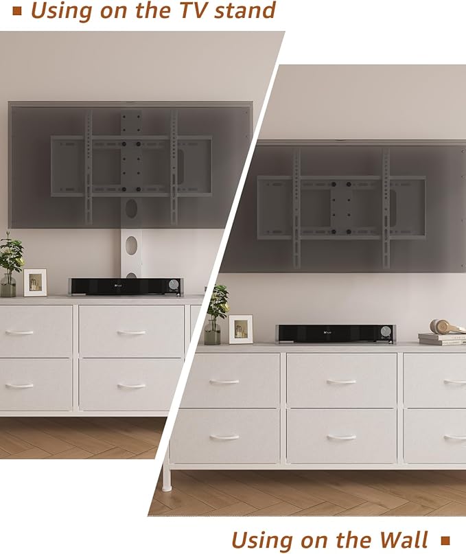 TV Stand with Mount, Fabric Dresser with 6 Drawers