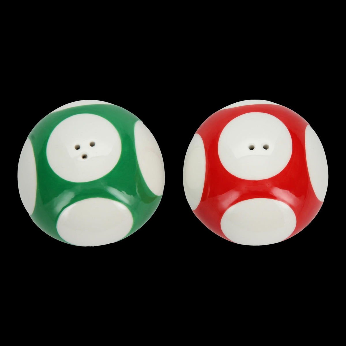 Super Mario Brothers Mushroom Salt and Pepper Shakers Officially Licensed Nintendo Red & Green 1-Up Ceramic Set for Kitchen & Home Decor, Housewarming Gift for Movie and Gaming Fans | Paladone