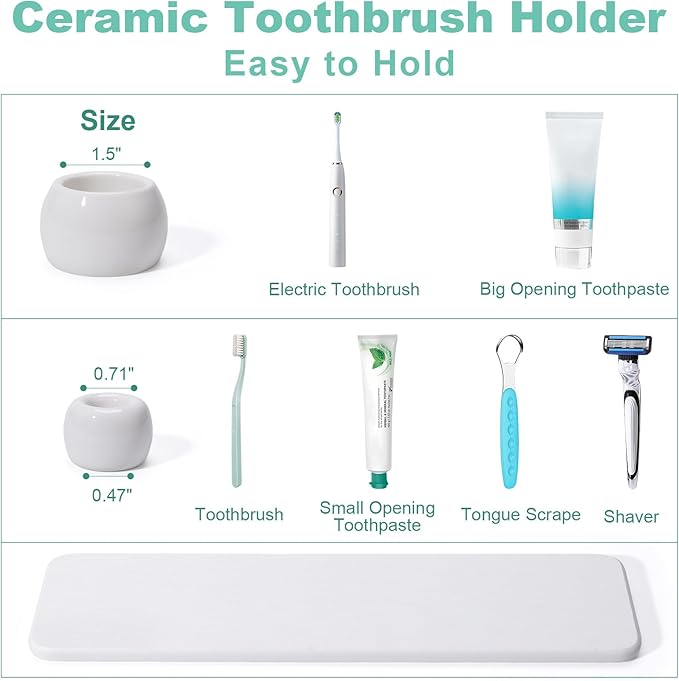 4 Pack Mini Ceramic Toothbrush Holder Stand