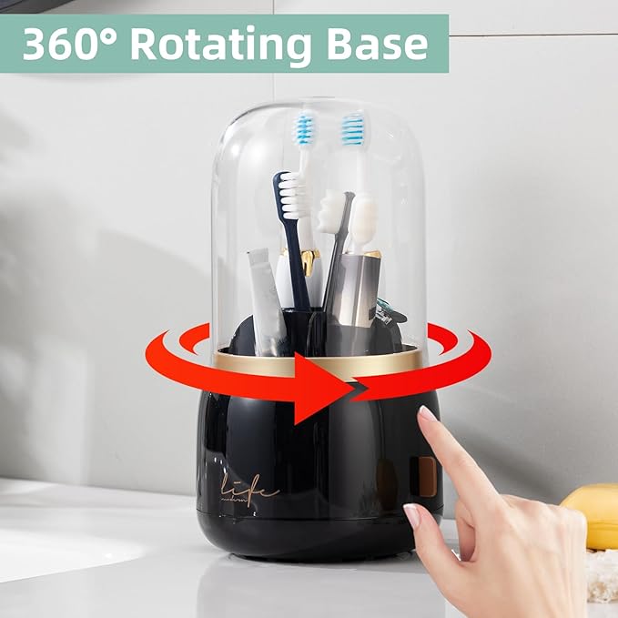 Toothbrush Holders for Bathrooms, Rotating 7 Slots Electric Toothbrush Holders
