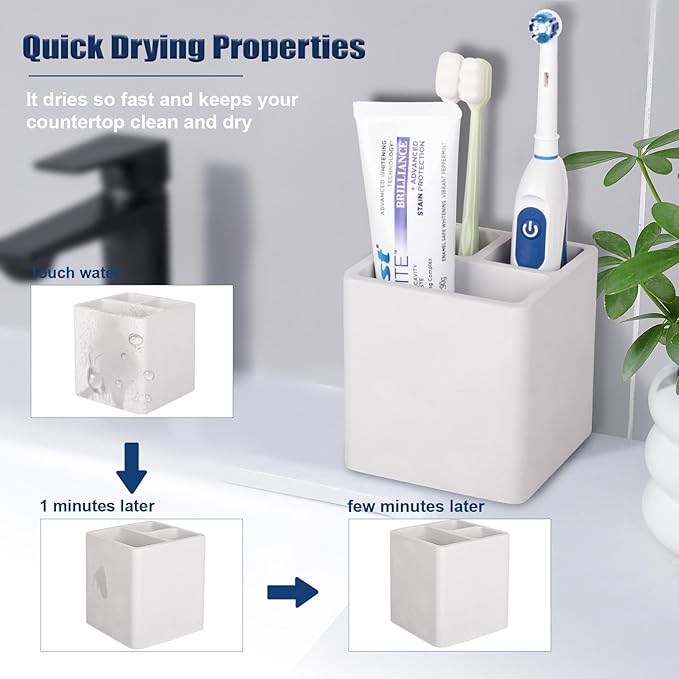 Diatomite Toothbrush Holders for Bathrooms, Electric Toothbrush and Toothpaste