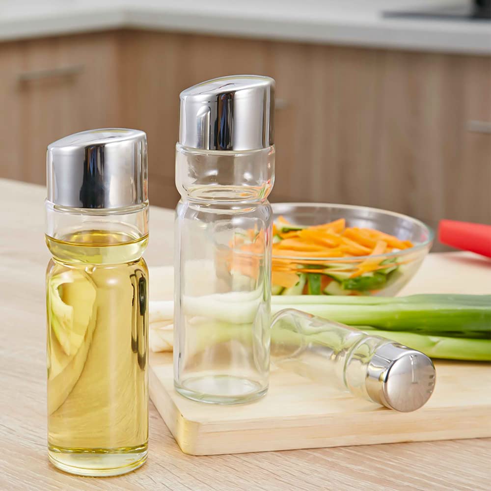 Seasoning Bottle Set, Multi purpose Oil Vinegar Salt Shakers with Stainless Steel, Suitable for Kitchen, Restaurant, Bar