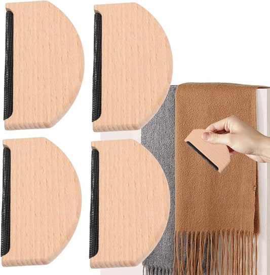 4 Pcs Wooden Sweater Comb Sweater Care Tool Fabric Defuzzer Pilling Shaver
