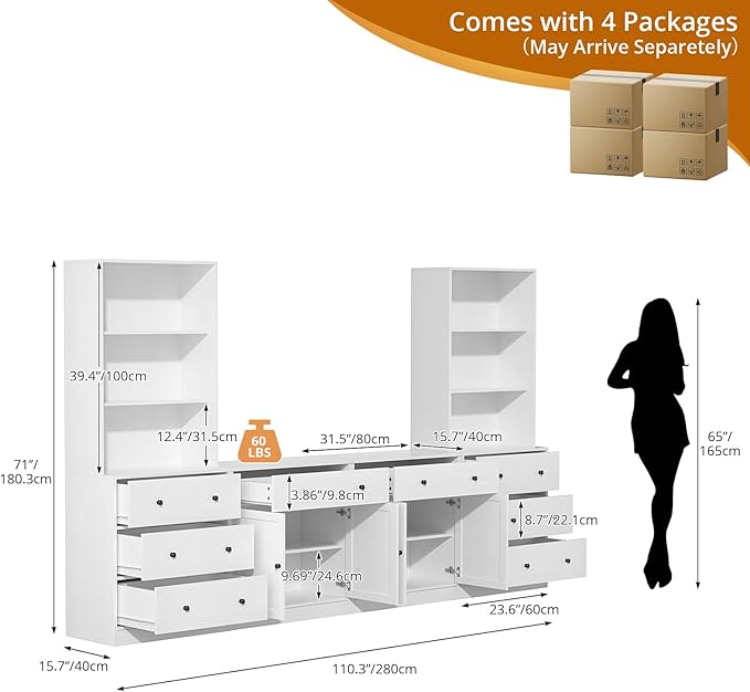 TUSY 71" Large TV Stand Set