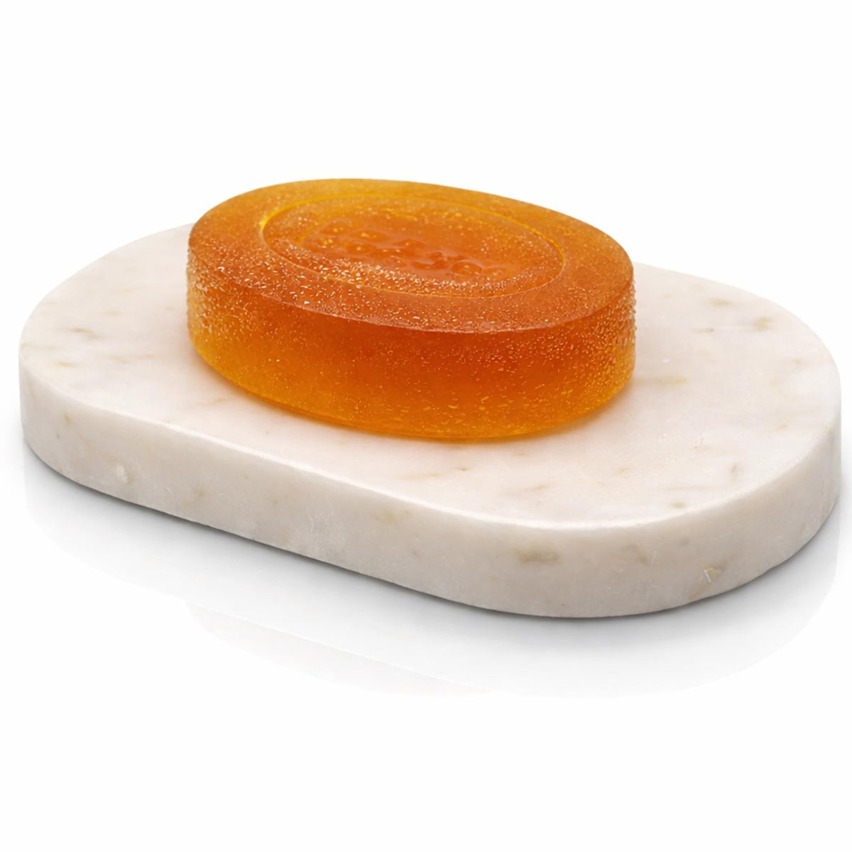 KC KULLICRAFT Marble Soap Dish Draining, Soap Dish for Shower, Bathroom, Sink Bath tub Dish, Soap Bar Holder, Soap Case, Holder for Sponges Hand Soap - Solid Oval Polished White