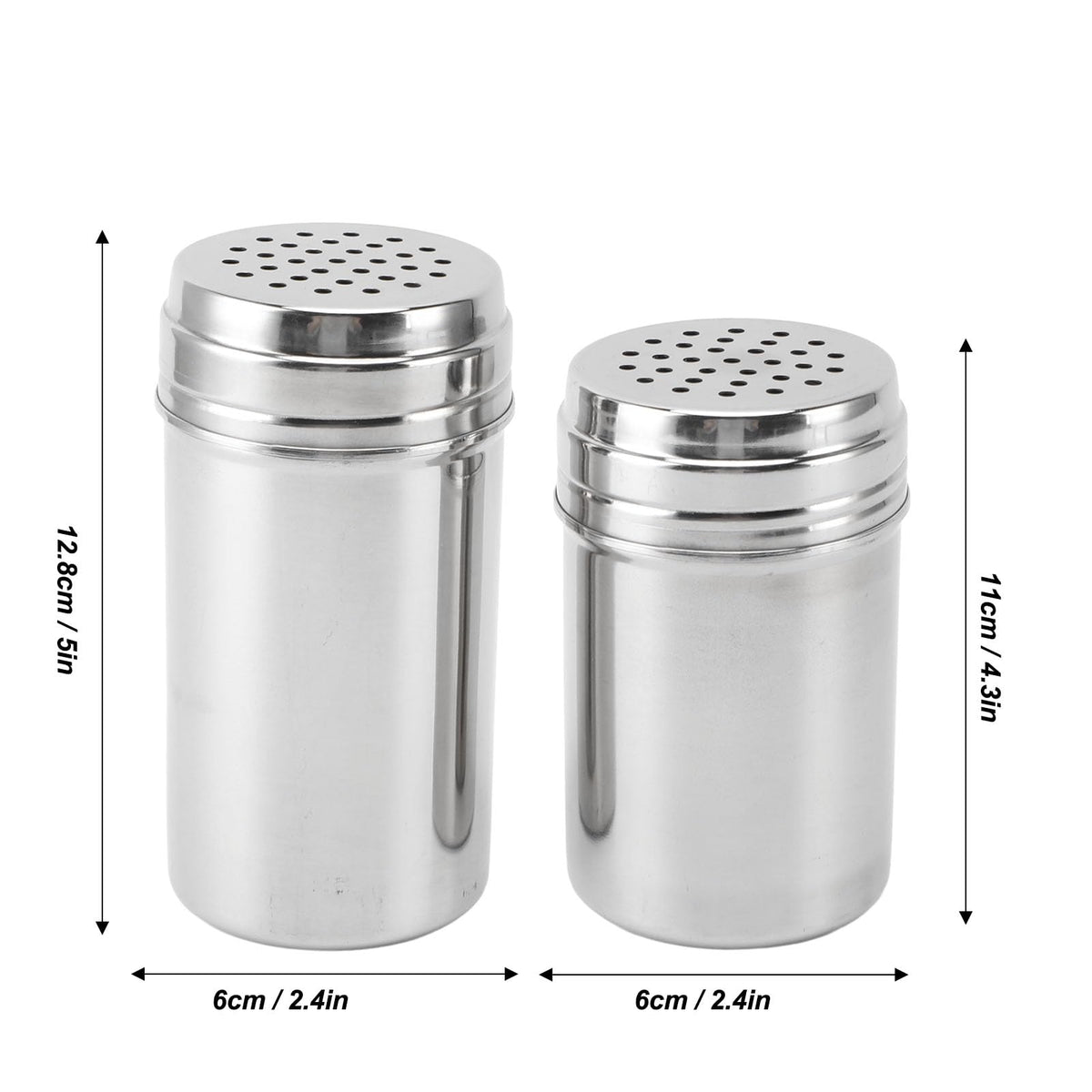 Condiment Shaker, 2PCS 304 Stainless Steel Adjustable Pour Holes Seasoning Dispenser Container Restaurant Organizing Cup for Kitchen Barbecue Camping (Type 2)