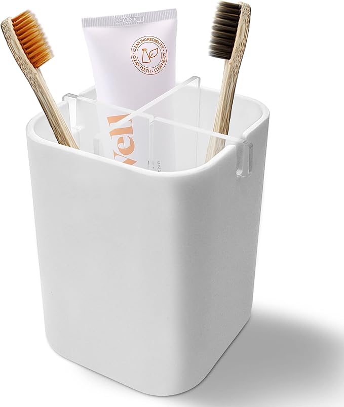 Toothbrush Holder for Bathroom, 4 Slots Electric Toothbrush and Toothpaste