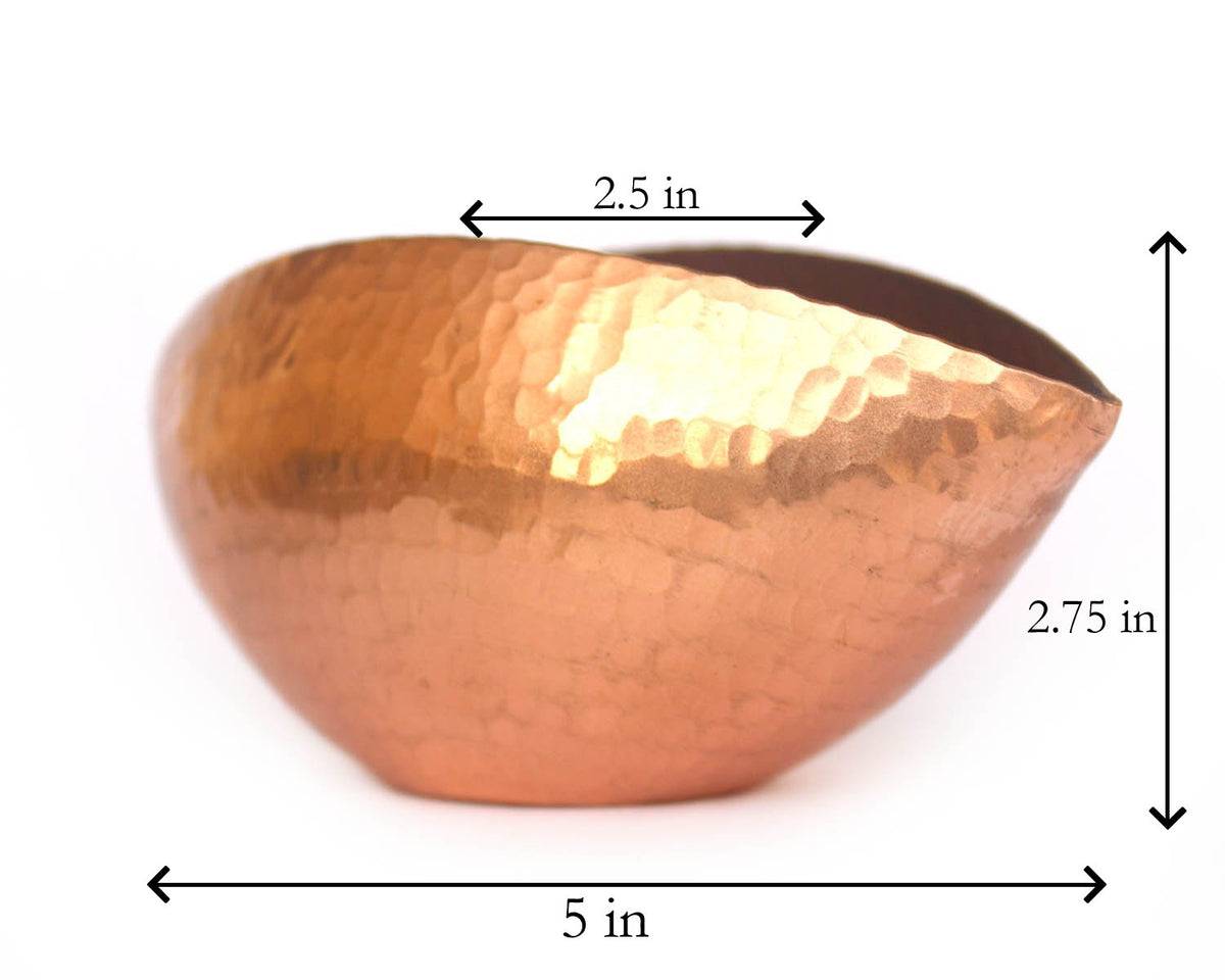 DeKulture Handmade Pure Copper Trinetra Pod Votive T Light Holder Candle Bowl Diya | Ideal for Home Table Decoration, 5x2.5x2.75 (LWH) Inches