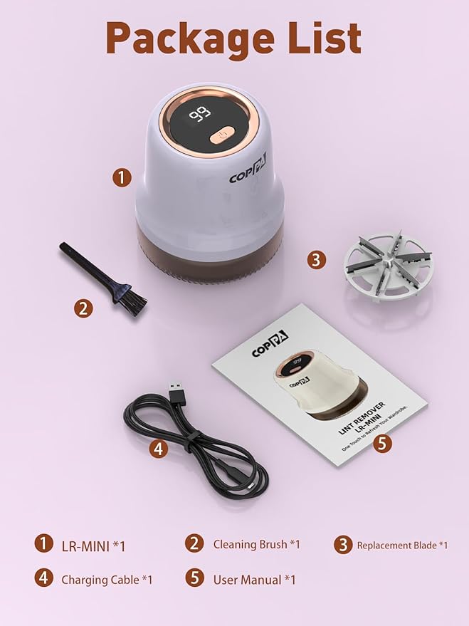 COPPA Lint Remover, LR-MINI USB Rechargeable Lint Removal 6 Blades & 3 Speed