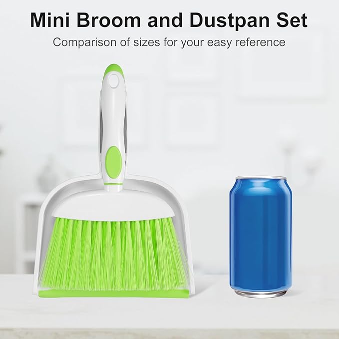 NACENA Small Dust Pan and Brush Set, Mini Broom and Dustpan Set Small Hand