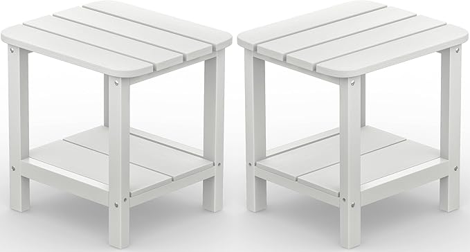 SERWALL Double Adirondack Side Table Set of 2, End Table- White
