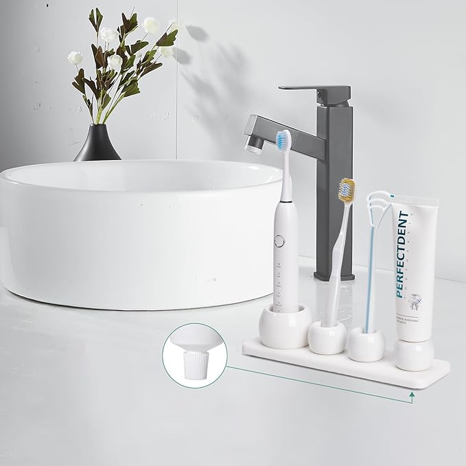 4 Pack Mini Ceramic Toothbrush Holder Stand