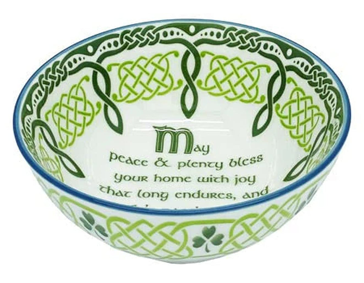 Royal Tara Irish Ceramic Blessing Bowl Shamrock Celtic Knotwork Kitchenware Gift Serving Soups Stews Salads Bone China Mixing Bowl for Kitchen (Ceramic, Blue-May the Road Rise Blessing 5.5")