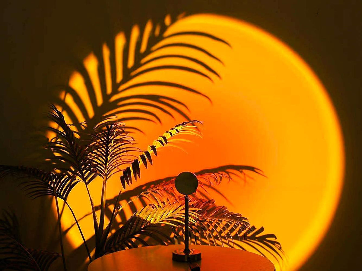 Balkwan Sunset Lamp Projection Rotation Rainbow Lamp Led Romantic Visual Led Light Network Red Light with USB Modern Floor Stand Night Light Living Room Bedroom Decor (Sunset Red)