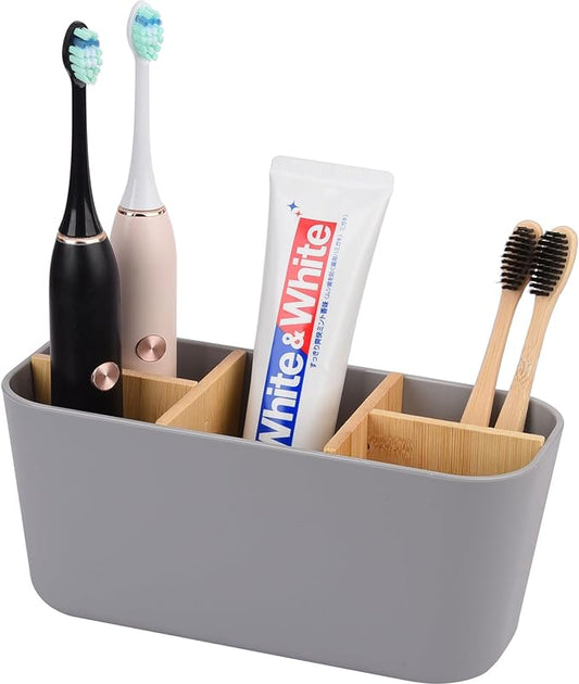 Toothbrush Holders for Bathrooms, Bamboo Tooth Brush Holder