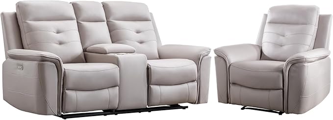 ANJ 2-Piece PU Leather Recliner Sofa Set