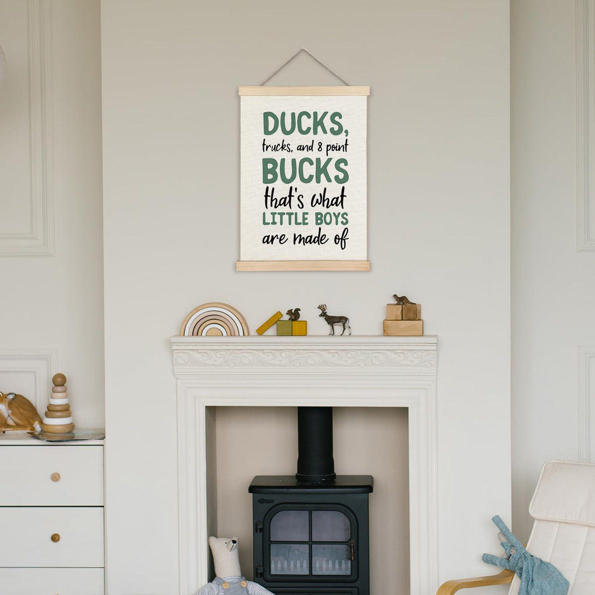 Supwhd Boys Room Decor, Ducks Trucks and 8 Point Bucks Poster Hanger Frame, Boy Nursery Wall Decor for Toddler Little Boy Kids Room Playroom Nursery, 12x16 Inches
