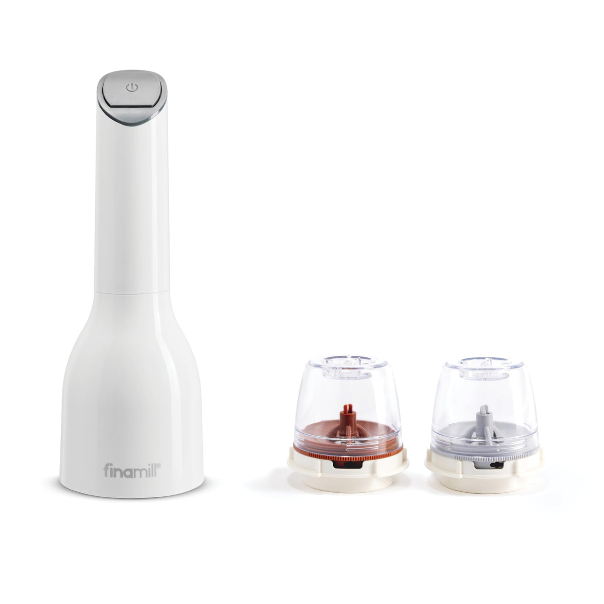 FinaMill Classic Battery Spice Mill – Battery Operated Salt and Pepper Grinder Set, Includes 2 Interchangeable Spice Pods, Adjustable Coarseness, LED Light, Home and Kitchen Gift Set for Father's Day