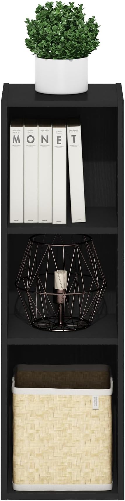 Furinno Fulda Book Shelf, 3-Tier Narrow Bookshelf, Bookcase