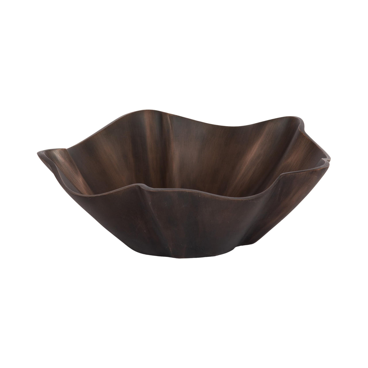 Kate and Laurel Flutte Scalloped Decorative Metal Serving Bowl, 10 x 10 x 3, Bronze, Modern Wavy Fruit Bowl for Kitchen Counter or Use as Tabletop Storage for an Entryway Table