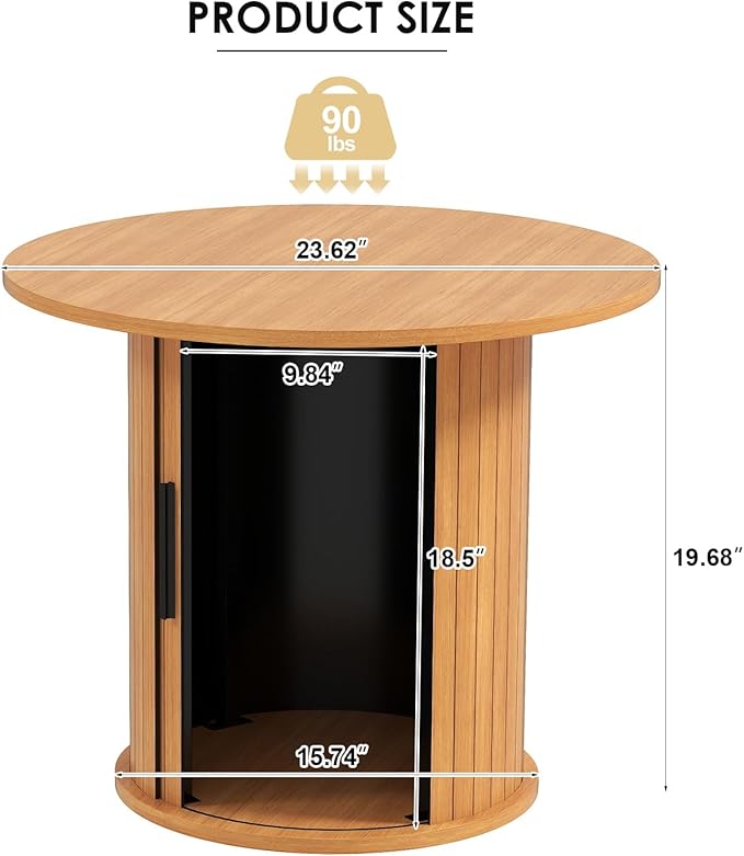 COSVALVE Round Wood Coffee Table 23.6IN