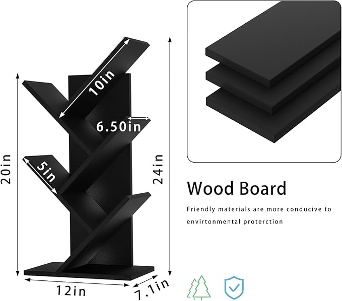 SHEEPAM 5 Tier Tree Book Shelf, Small Desktop Bookshelf