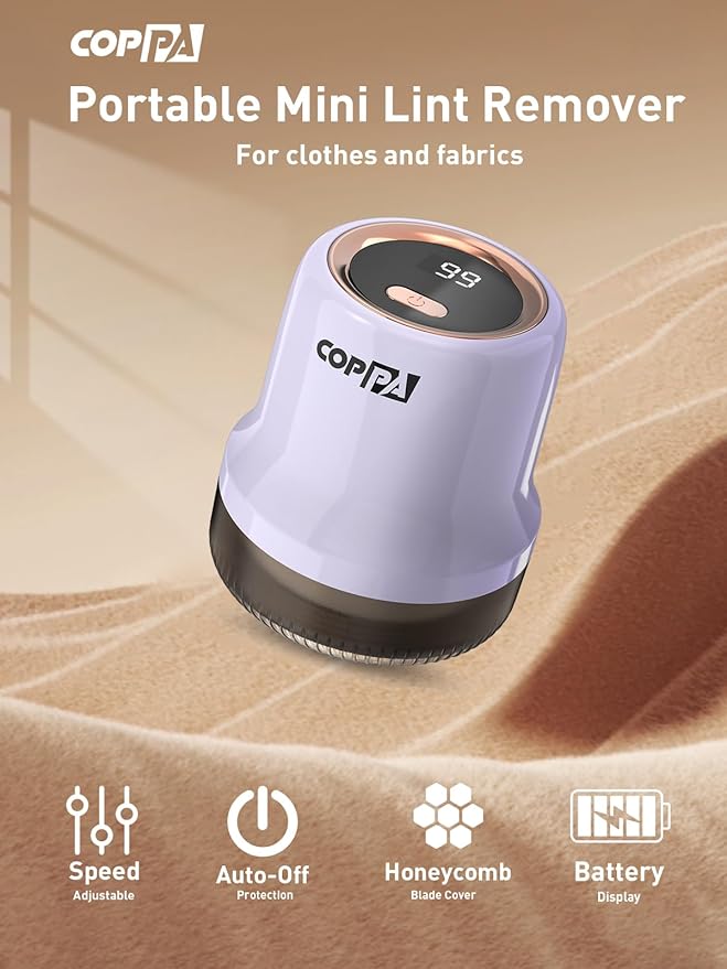 COPPA Lint Remover, LR-MINI USB Rechargeable Lint Removal 6 Blades & 3 Speed