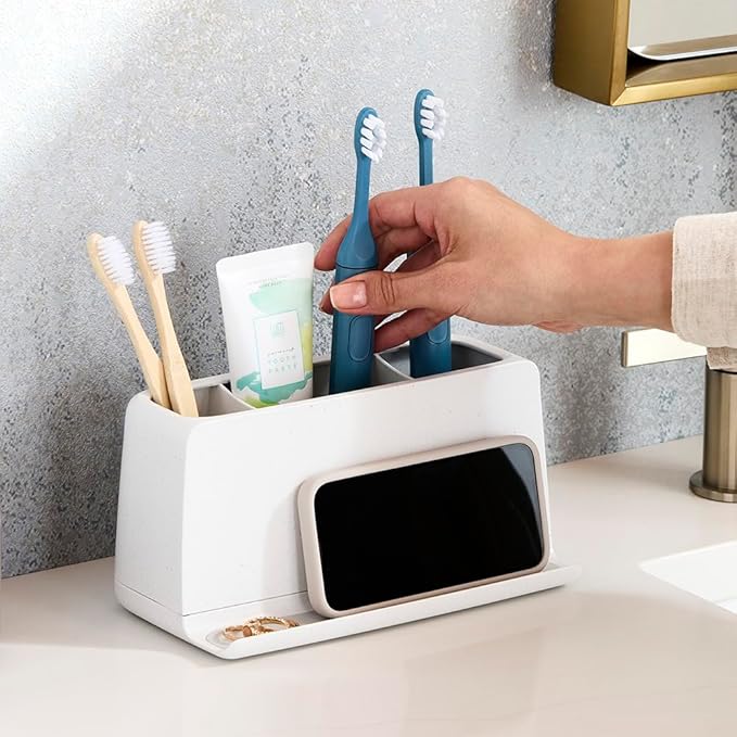 YouCopia The Ledge Toothbrush Holder, Bathroom Vanity Counter Organizer