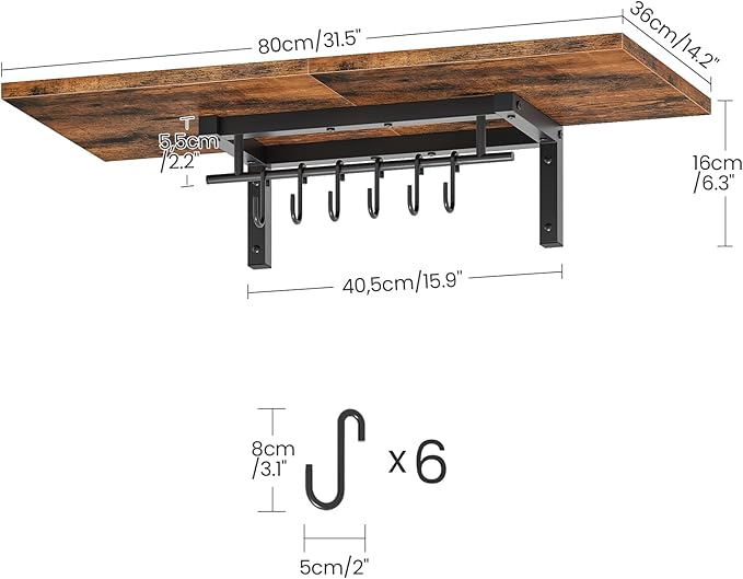 CHOEZON Wall-Mounted Pot Racks, Floating Shelves, Vintage Pot Hangers